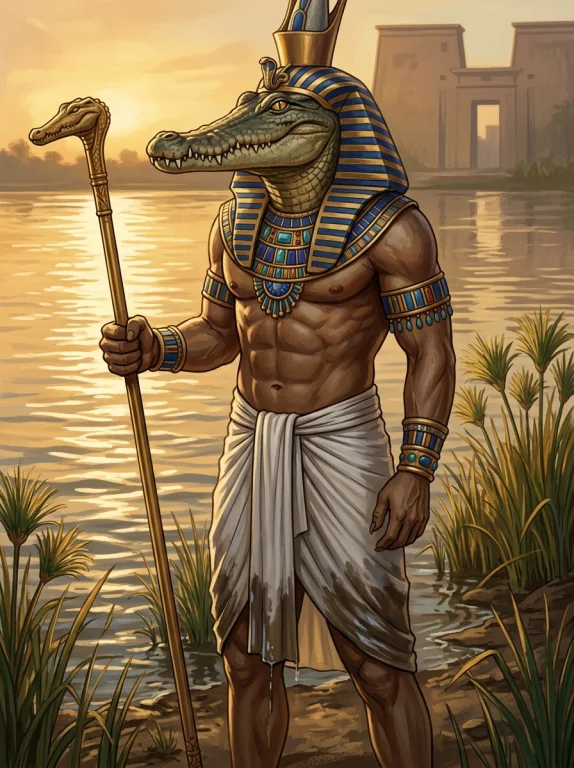 Sobek of the Nile, crocodile god of the great river